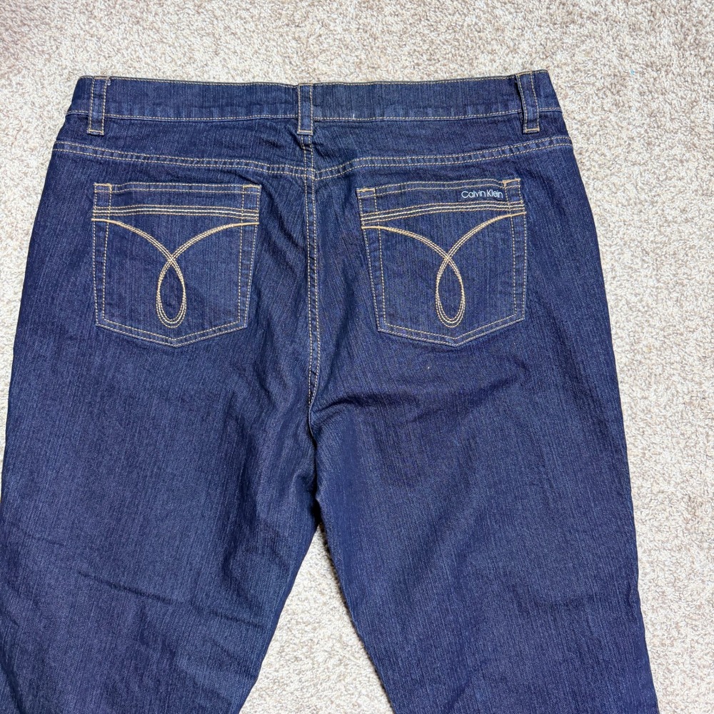 Calvin Klein Curvy Jeans Flare Womens Plus Size 18W Dark Blue Denim Y2K Classic - Picture 4 of 10